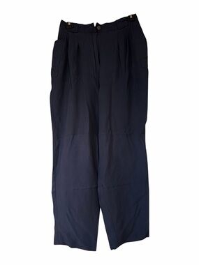 First Option Women’s High-Waist Wide Leg Navy Vintage Trouser- Size 10